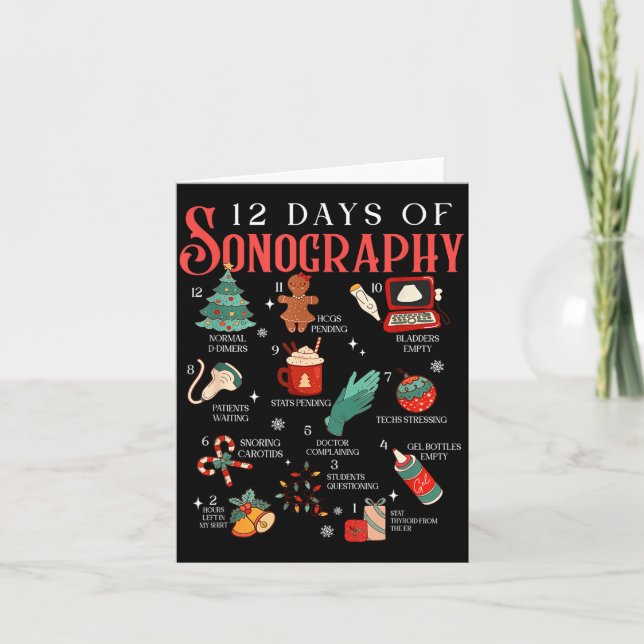 Carte Retro Funny 12 Days Of Sonography Ultrasound Tech  (Devant)