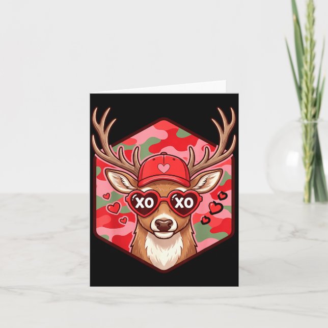 Carte Retro Funny Boys Valentines Day Hunting Deer Camo  (Devant)