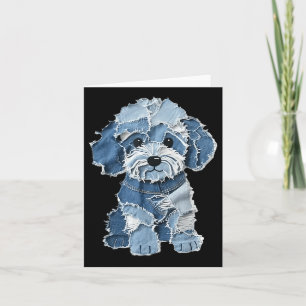Carte Retro Funny Denim Patch Animal Chien Imprimer