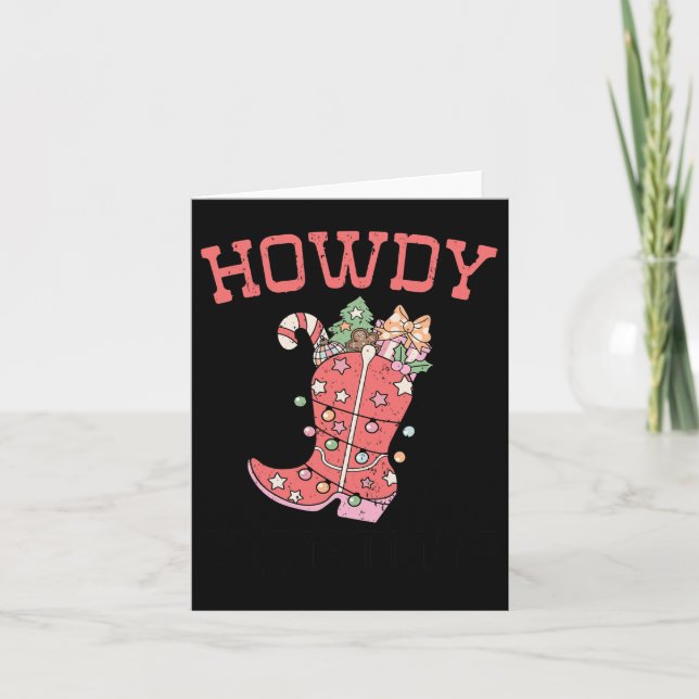Carte Retro Funny Howdy Noël Western Cute Family Xm (Devant)