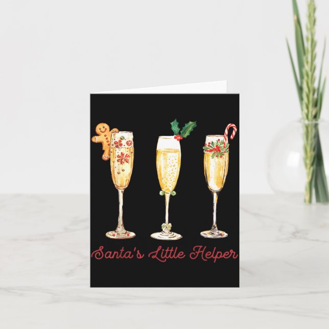 Carte Retro Funny Santa's Little Helper Martini Merry Ch (Devant)