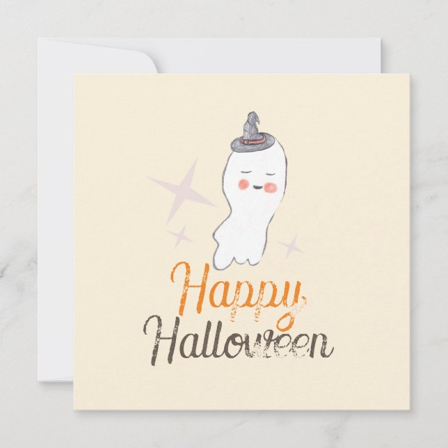 Carte Retro Ghost Doodle Design Halloween (Devant)