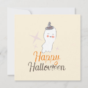 Carte Retro Ghost Doodle Design Halloween