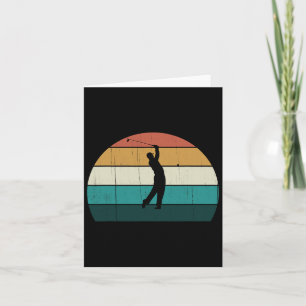 Carte Retro Golfer Swing Coucher Vintage Soleil Jouer Go