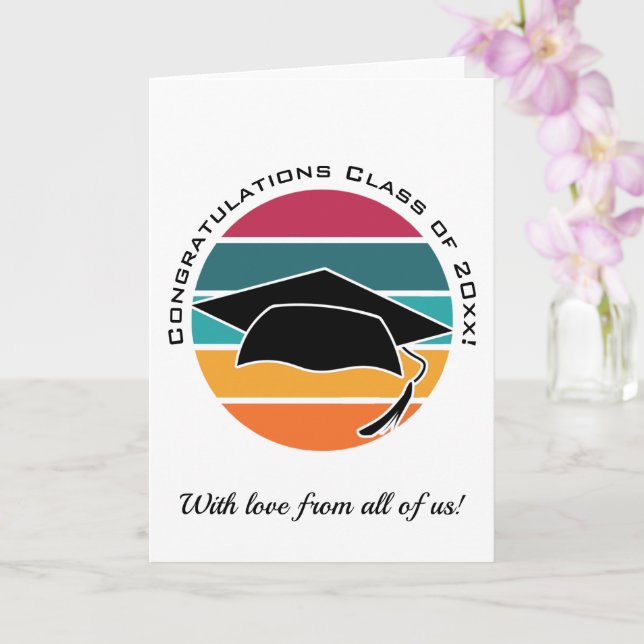 Carte Retro Graduation Graduation Casquette Mortarboard (Orchidée)