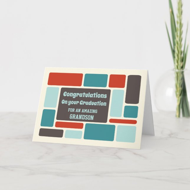 Carte Retro Grandson Félicitations à la Graduation (Devant)