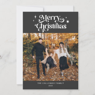 Carte Retro Grey Christmas Photo Holiday