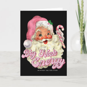 Carte Retro Groovy Big Nick Santa Énergie Rose Santa Chr
