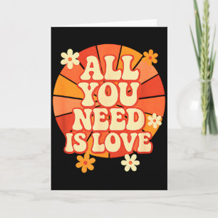 Carte Rétro Groovy Love Is All Around 70s Saint-Valentin