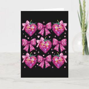 Carte Rétro Groovy Rose Coquette Nœud Papillon Fraise Va
