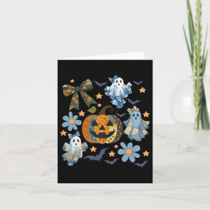 Carte Rétro Halloween Bleu Denim Fantôme Patchwork Effra