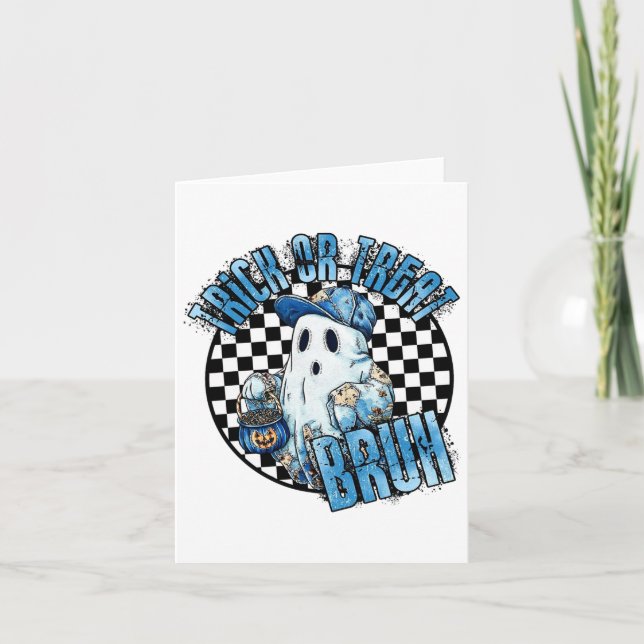 Carte Retro Halloween Blue Denim Patchwork Éffrayant Fan (Devant)
