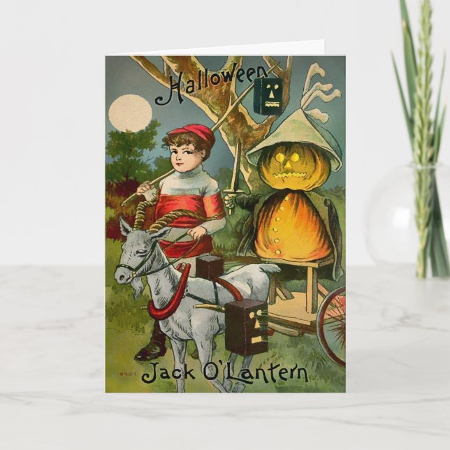 Carte rétro Halloween Jack O' Lantern (Devant)