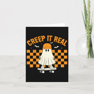 Carte Rétro Halloween mignon Ghost Halloween Creep It Re