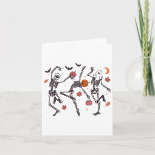 Carte Retro Halloween Squelette Danser Citrouille Cadeau