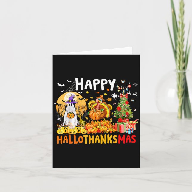 Carte Retro Halloween Thanksgiving Christmas Happy Hallo (Devant)