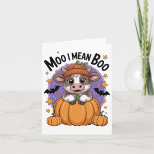 Carte Retro Halloween vache Moo I Signifie Boo Funky Aut