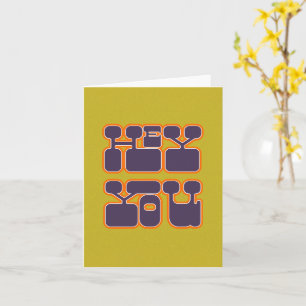 Carte Retro Hey You Purple Green