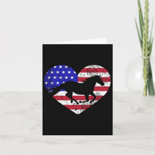 Carte Retro Horse American Flag Heart 4 juillet Usa Pa
