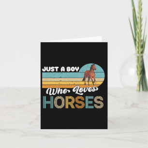 Carte Retro Horseback Riding Lover Juste Un Garçon Qui A