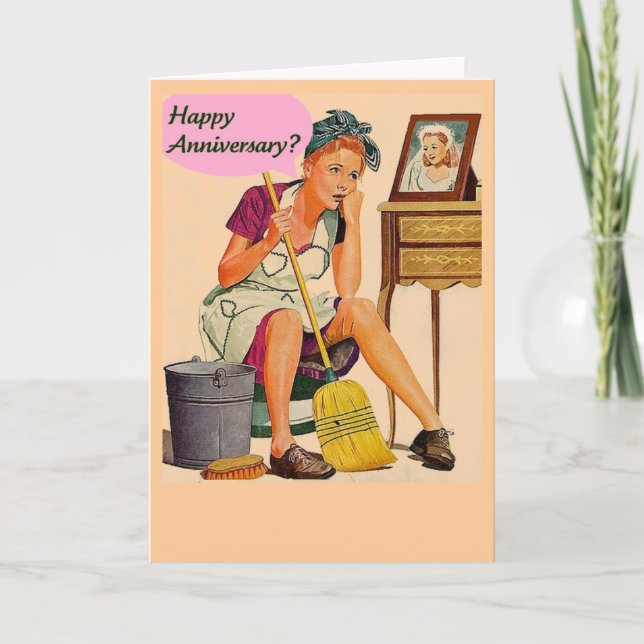 Carte Retro Housewife Happy Anniversary (Devant)