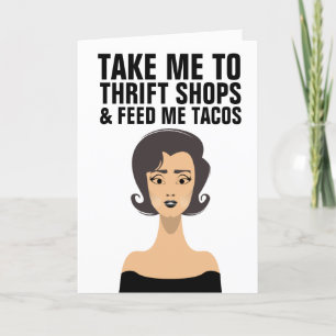 Carte RETRO HOUSEWIFE THRIFT SHOPS & TACOS FUNNY Cards