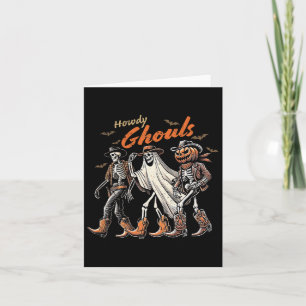 Carte Rétro Howdy Ghouls Cowboy squelette Western Rodeo
