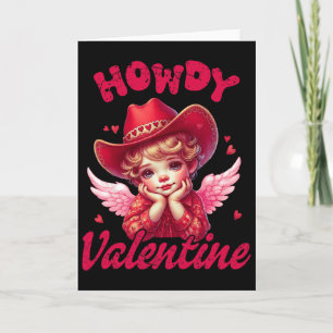 Carte Rétro Howdy Saint-Valentin Cupidon Cowboy Western
