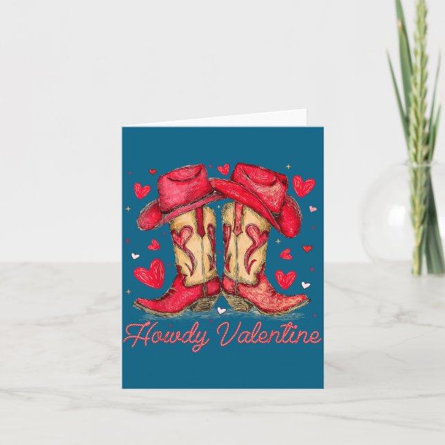 Carte Retro Howdy Valentine Cowboy Boots Western Valenti (Devant)