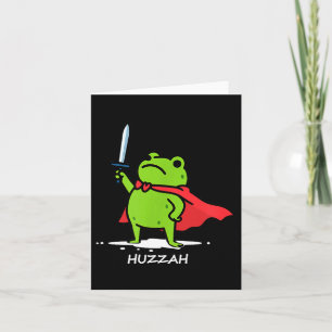Carte Rétro Huzzah Grenouille Chevalier Épée Drôle Citat