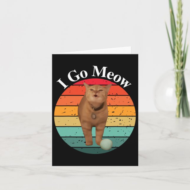 Carte Retro I Go Meow Funny Chat chanter mème (Devant)