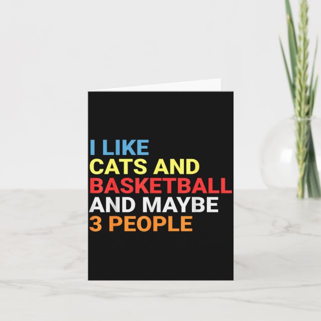 Carte Retro I Like Cats And Basketball Lover Funny Cat  (Devant)