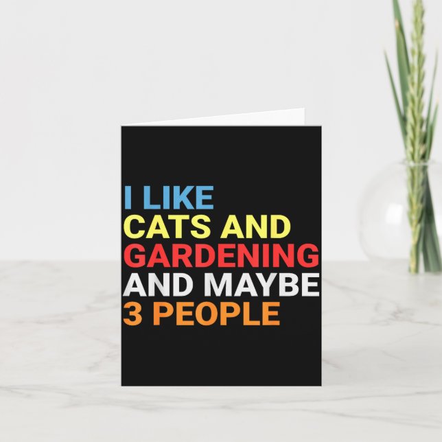 Carte Retro I Like Cats And Gardening Lover Plant Funny  (Devant)