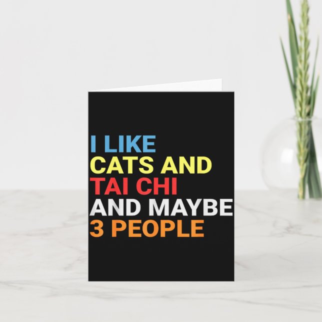 Carte Retro I Like Cats And Tai Chi Lover Funny Martial  (Devant)