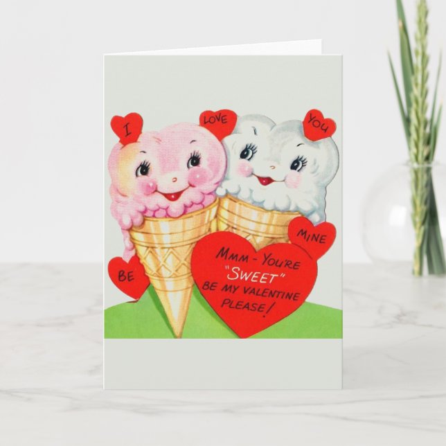 Carte Retro Ice Cream Cone Valentine's Day (Devant)