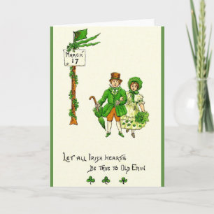 Carte Retro Irish Hearts Soyez Vrai St. Patrick's Day Ca