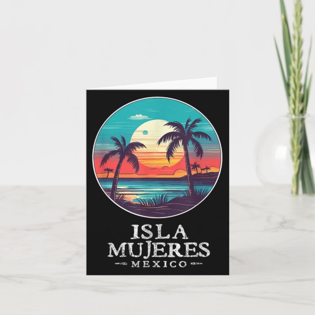 Carte Retro Isla Mujeres Mexico Beach Sunset Souvenir Me (Devant)