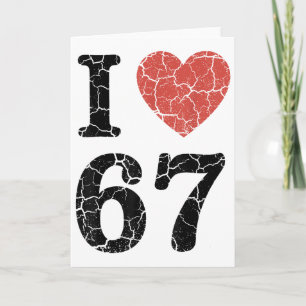 Carte Rétro J'aime 67 Cœur Numéro 67 Mème Drôle Six Sept