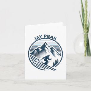 Carte Retro Jay Peak Vermont Ski Skiur Bleu Vintage M
