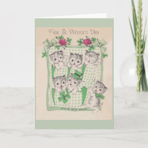Carte Retro Kittens St. Patrick's Day Greeting Card