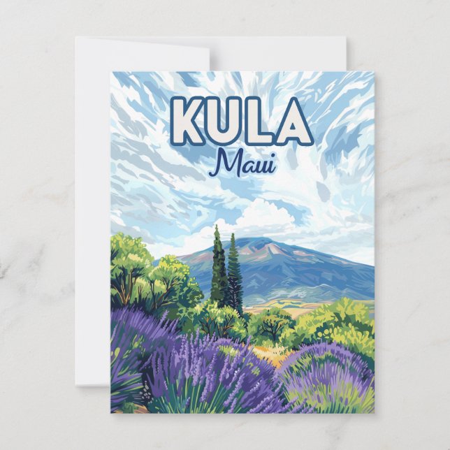 Carte rétro Kula Maui Haleakala Hawaii Lavender (Devant)