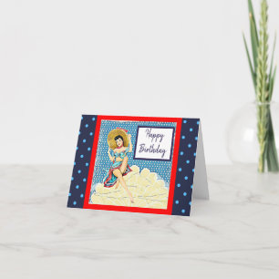 Carte Retro Lady pour lui ou son anniversaire neutre
