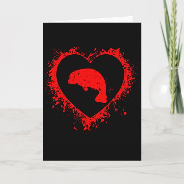 Carte Rétro Lamantin Saint-Valentin Cœur Forme Mon Valen (Devant)