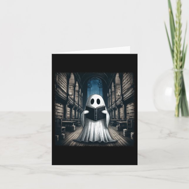 Carte Retro Lecture Ghost Library Halloween Librairie Bo (Devant)