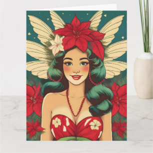 Carte Retro les années 50 Tropical Christmas Pin-Up Girl