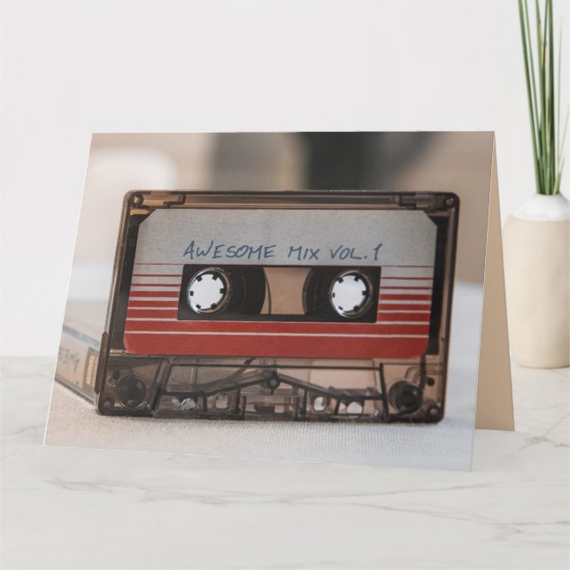 Carte RETRO les années 70 CASSETTE TAPE D'ANNIVERSAIRE C (Devant)