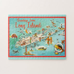 Carte Retro Long Island Puzzle