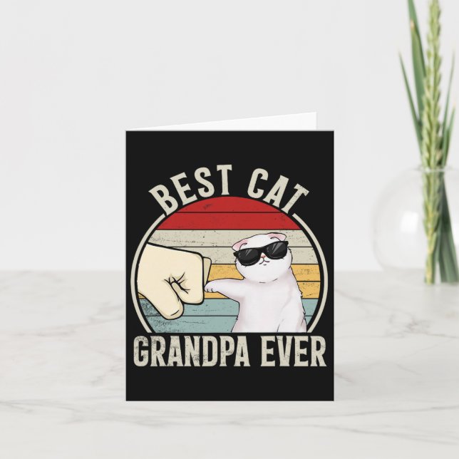 Carte Retro Meilleur Grand-Père Chat Jamais Amusant Fist (Devant)