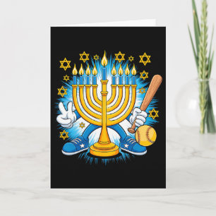 Carte Rétro Menorah Joue Doucement Bon Hanukkah Pjs Homm