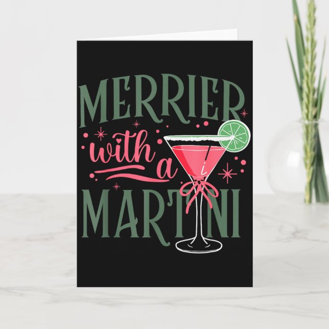 Carte Retro Merrier With A Martini Tail Lover Merry Xmas (Devant)